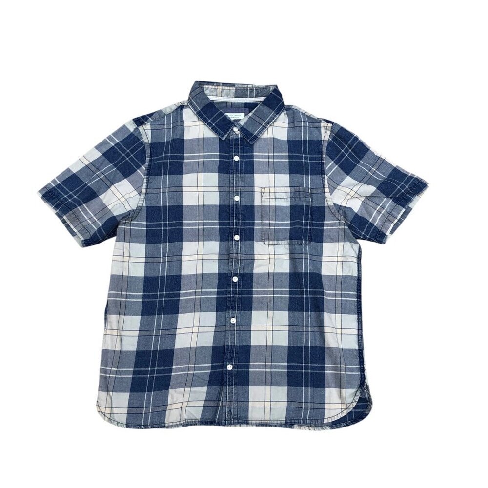 ACE RIVINGTON Santa Barbara Flannel Button Down Shirt LG Men's Short Sleeve Blue